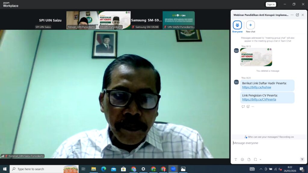 SPI UIN Saizu Gelar Webinar Implementasi Pendidikan Antikorupsi di PTKIN
